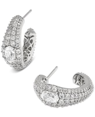 Cubic Zirconia Metal Plated Over Brass Bella Hoop Earrings