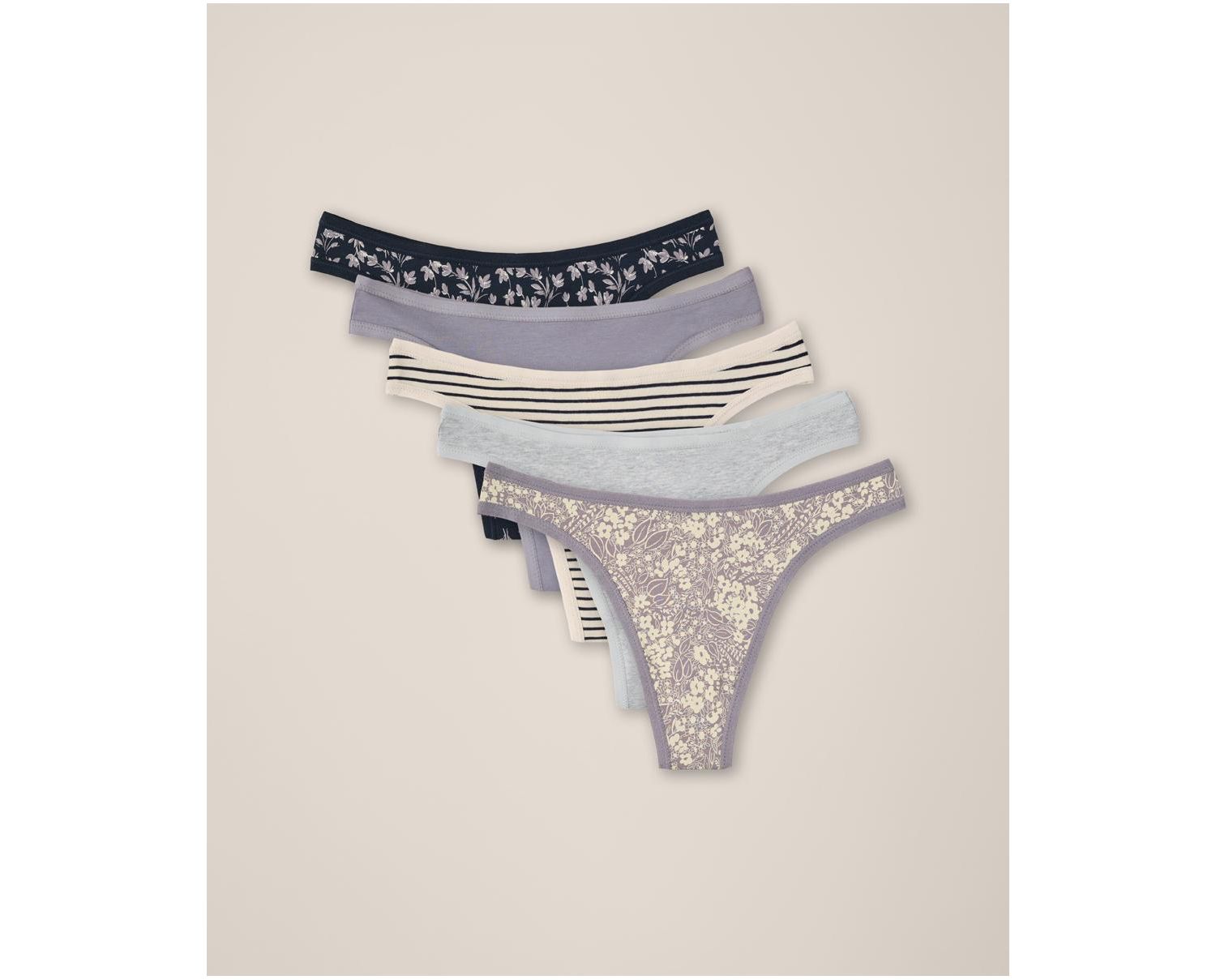 Everyday Mid Rise Thong 5-Pack