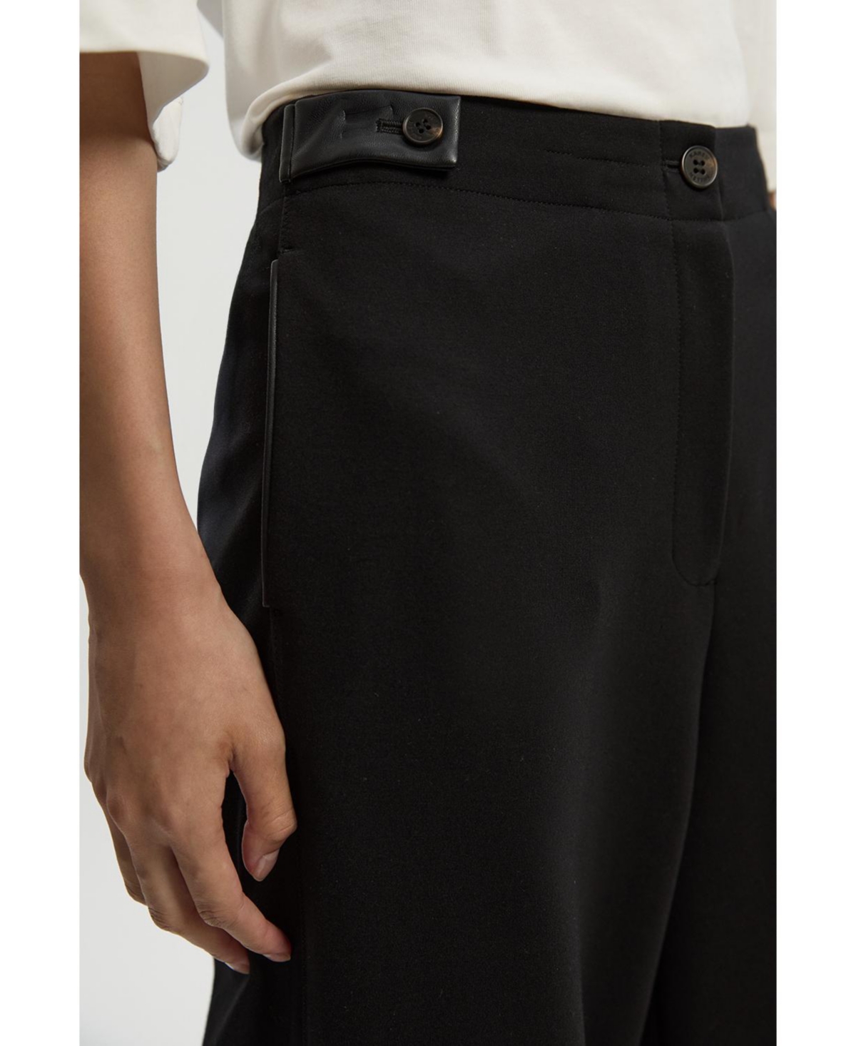Karen Millen Women's Ponte Pu Wide Leg Pants