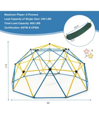 10 Feet Dome Climber with Swing and 800 Lbs Load Capacity
