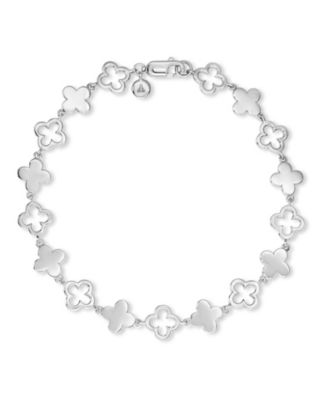 Clover Chain Bracelet in Rhodium Plated Sterling Silver, in