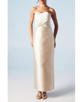 Women's Bandeau Twill Bow Back Bridesmaids Dress