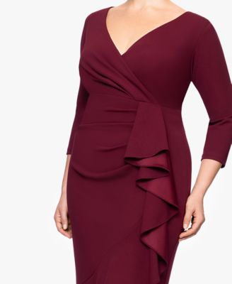 Plus Size V-Neck Long Ruffle Dress