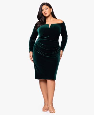 Plus Size Off-Shoulder Short Velvet Dress