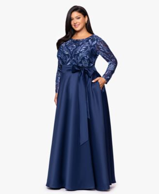 Plus Size Sequin Mesh Detail Long Sleeves Dress