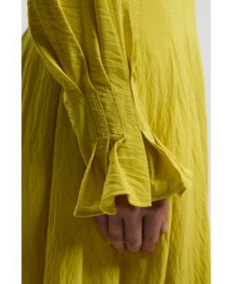 Women's Pleated Neck Tie Detail Woven Maxi Dress