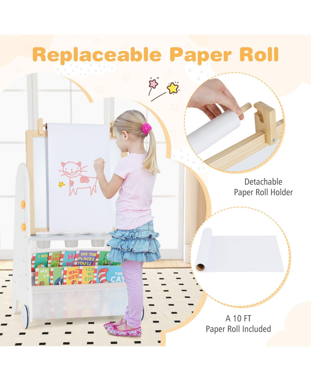 Sugift 4-in-1 Toddler Activity Table Set with Magnetic Whiteboard and Chalk Board