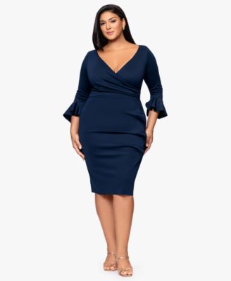 Plus Size 3/4-Sleeve Sheath Midi Dress