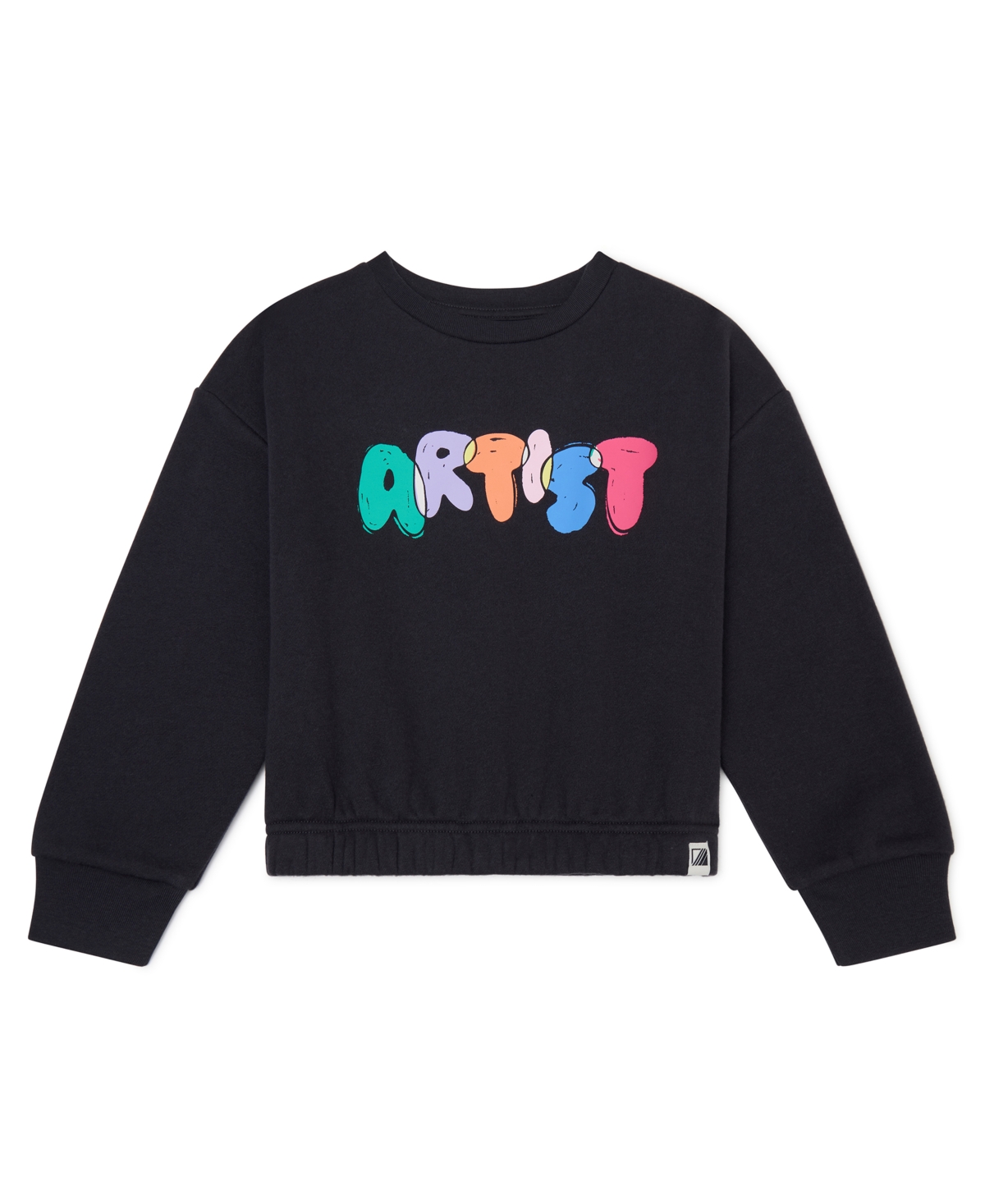 Color Lab Girls 2t-6x Crewneck Long Sleeve Sweatshirt In Black