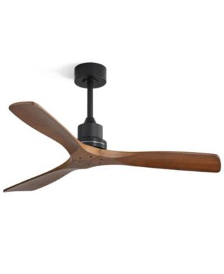 52-inch Modern Black 3 Blades Walnut Ceiling Fan with 6 Speed Remote control and Timing and Forward Reverse Rotation Function for Indoor
