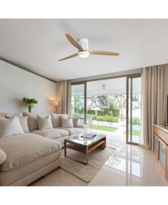 52-inch Modern White 3-Blade Flush Mount Fans Supports Remote Control 6-Speed Arbitrary Adjustment and Timing Function