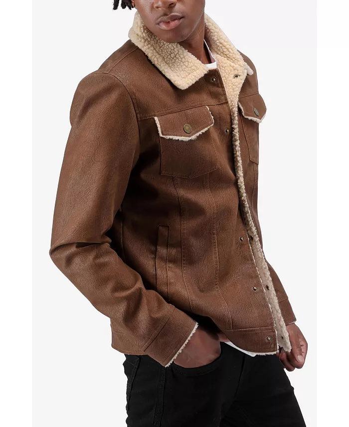 Men's Jacket With Faux Shearling Lining - thumbnail 4