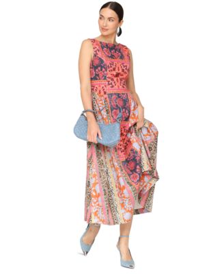 Women's Boat Neck Full Skirt Midi Dress