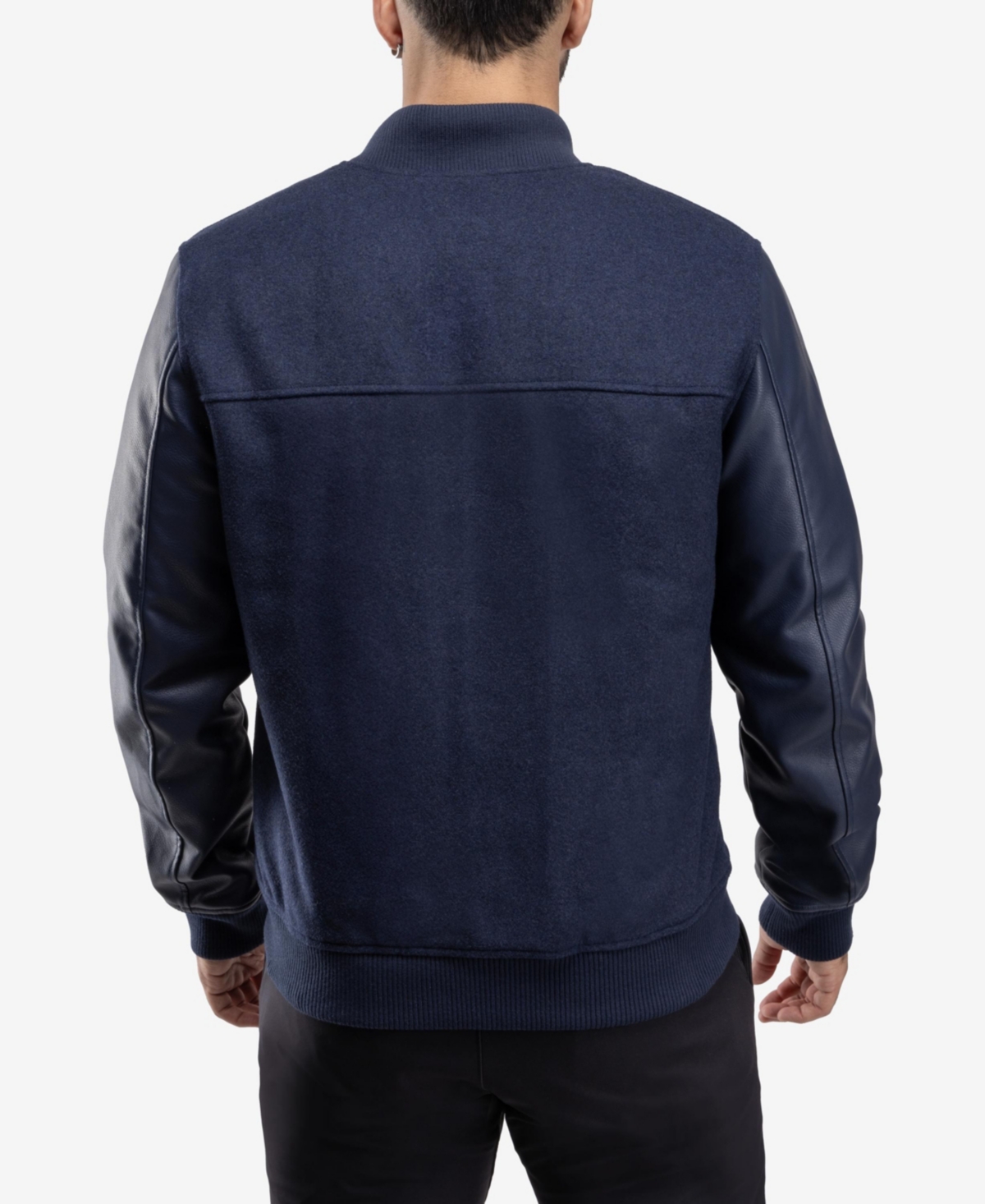 Xray Men's Wool Varsity Bomber Jacket With Pu Sleeves