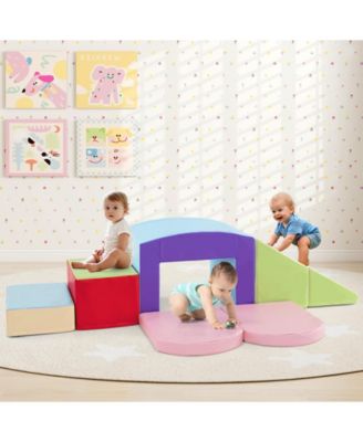 6 Pieces Foam Climbing Blocks Soft Play Climbing for Toddlers with Tunnel