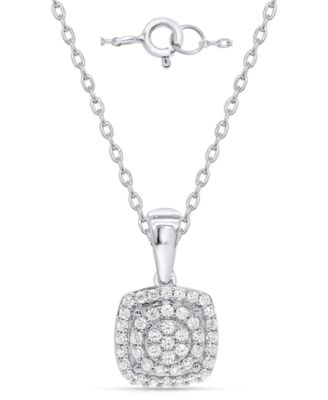 Macy's - White Diamond Pendant Necklace (1/4 ct. t.w.) in Sterling Silver
