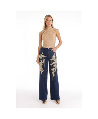 Women's Rocco Gold Embellished Jean - Indigo