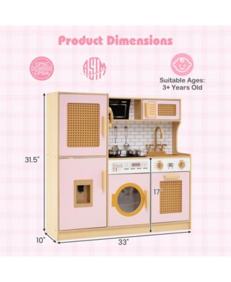 Kids Wooden Kitchen Playset with Realistic Lights and Sounds