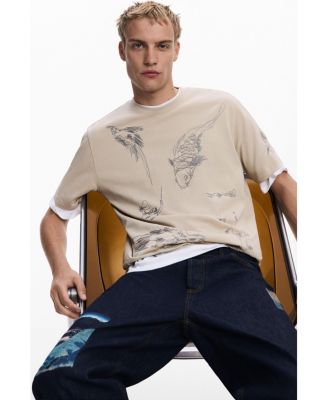 Men's T-shirt with carp drawings