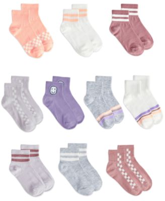 Girls' 4-11 Fashion Quarter Socks, 10-Pack Set