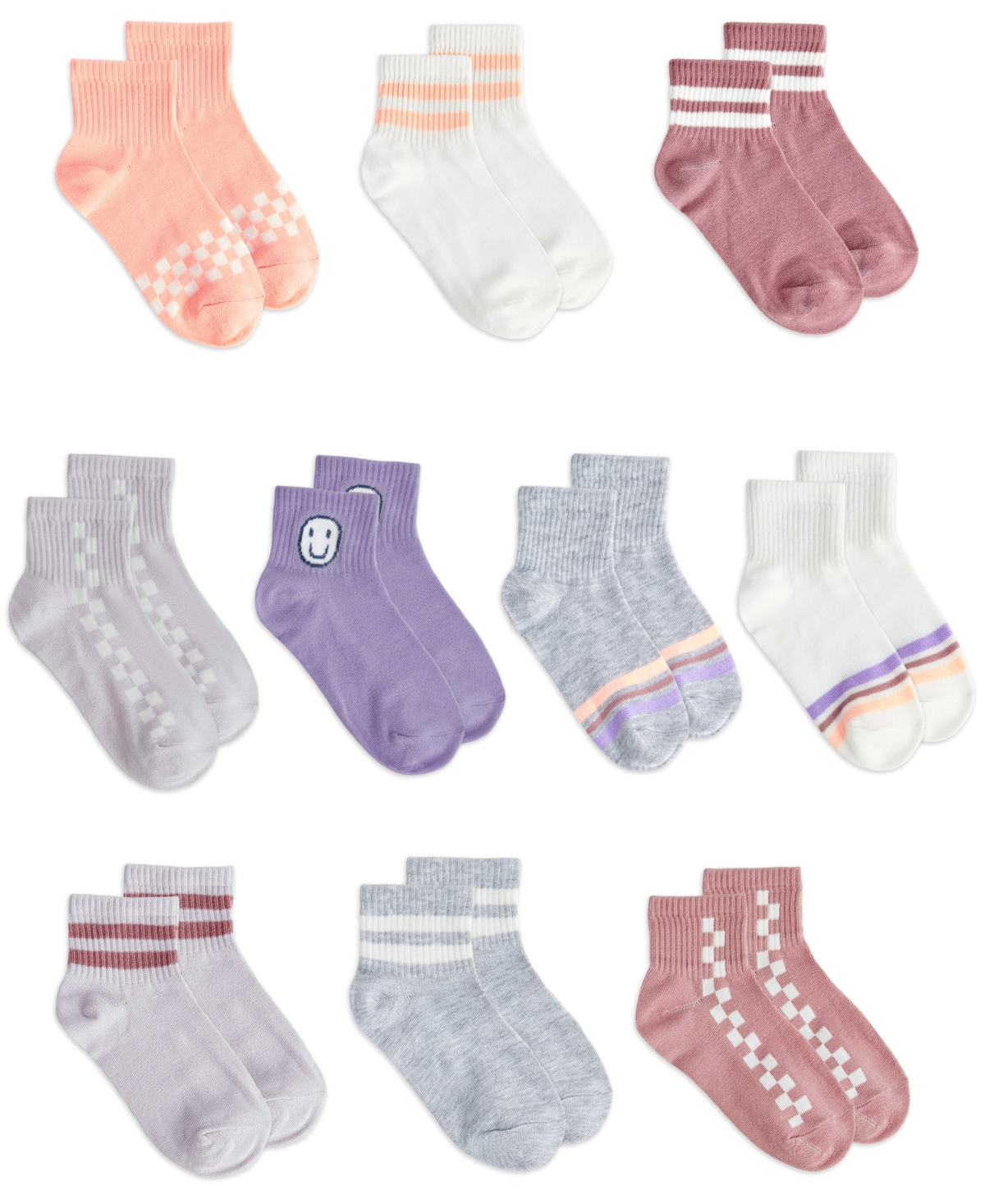 Trimfit Girls 4-11 10-pack Fashion Quarter Socks In Multi