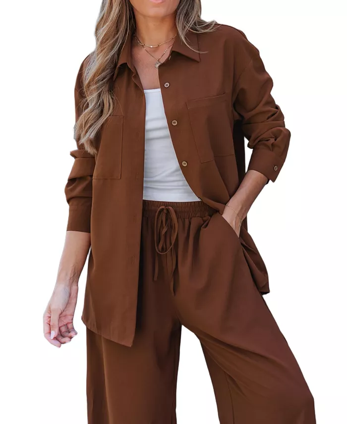 Women's Casual Chic Two-Piece Lounge Set - thumbnail 2