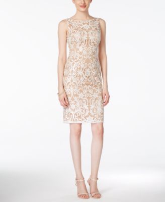 Adrianna Papell - Sleeveless Contrast Embroidered Sheath Dress