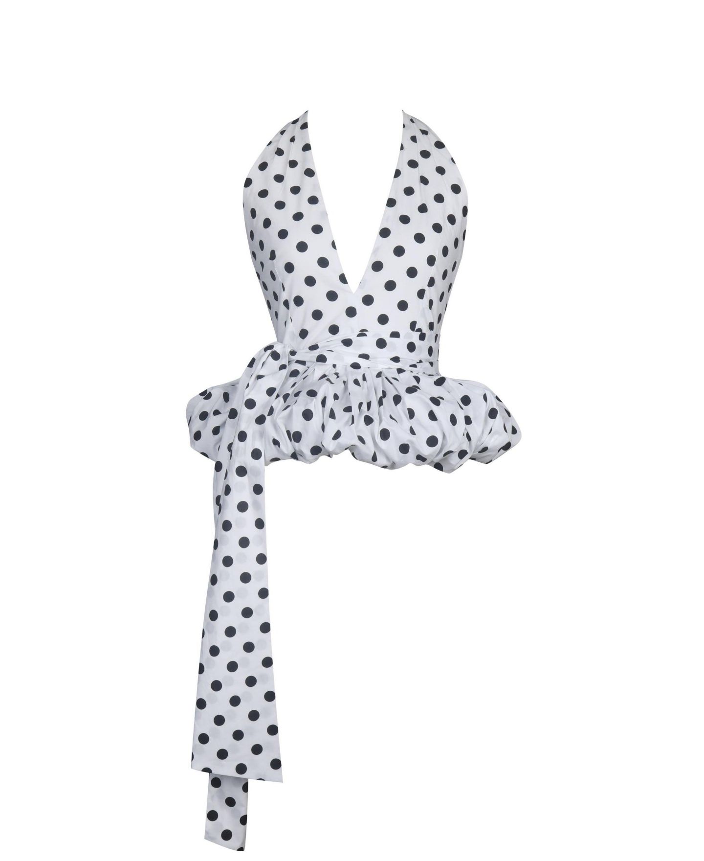 Женский топ Miss Circle Ilene White and Black Polka Dot Bubble Hem Halter, цвет: В горошек — фото 7