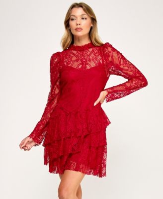 Juniors' Long-Sleeves 3 Tier Dress