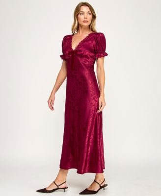 Juniors' Short Sleeves Midi Dress