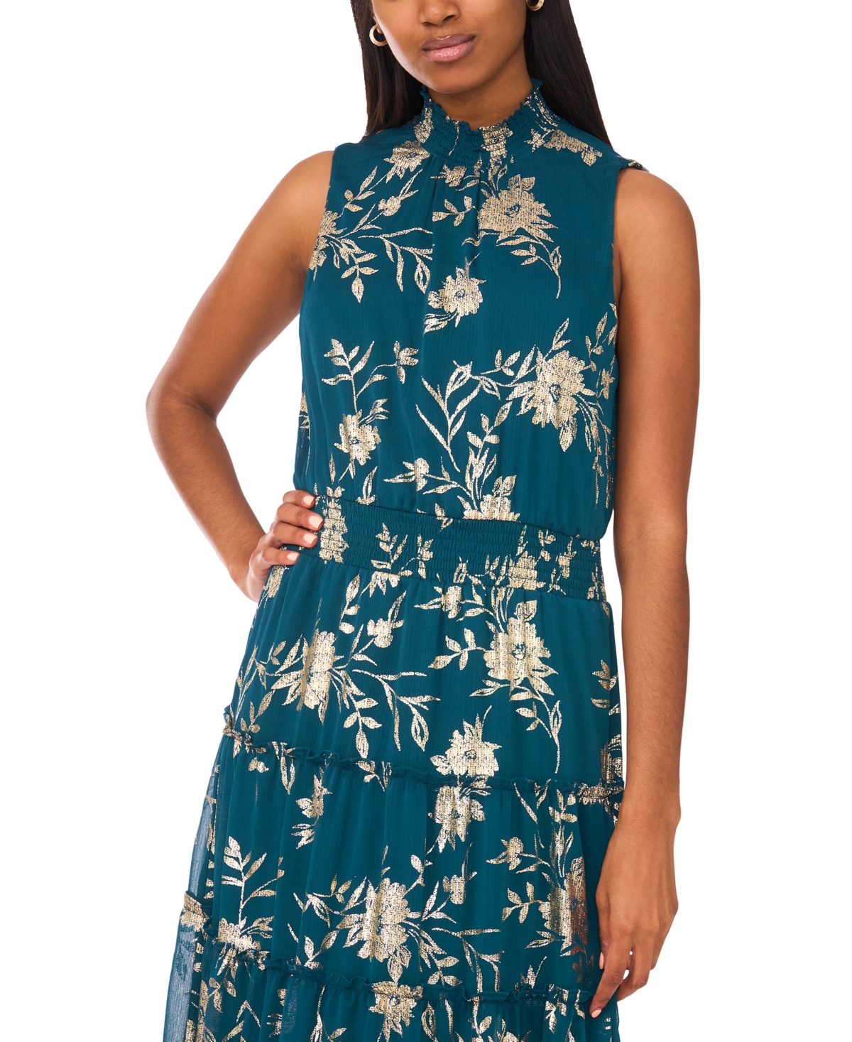 Msk Women's Smocked Waist Sleeveless Maxi Dress In Blue