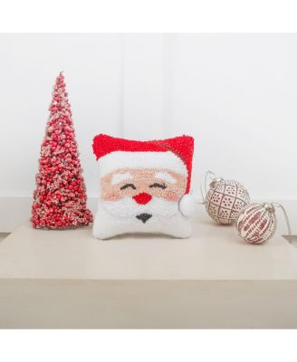 Happy Santa Claus Small/Petite Christmas Hooked Accent Pillow, 8" x 8