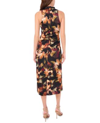 Women's Mock Neck Side Ruched Dress