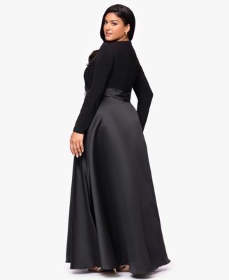 Plus Size Embellished Detail Long Sleeves Gown