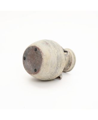 Rustic Off-White with Gray 10.2-Inch Tall Terracotta Urn Vase