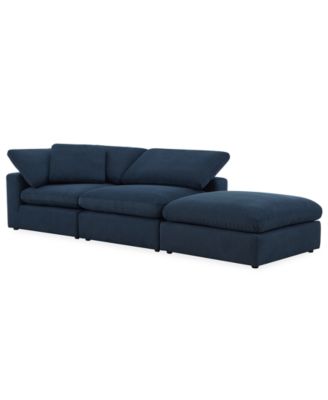 Fog 3-Pc. Fabric L-Sectional Ottoman End Sofa Set
