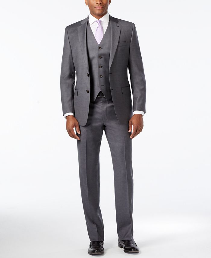 Lauren Ralph Lauren Solid Charcoal Pure Wool Vested ClassicFit Suit