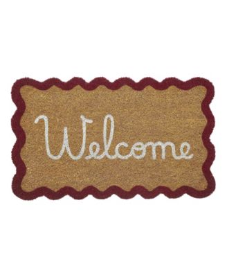 Scalloped Edge Welcome Coir Outdoor Doormat, 18" x 30"