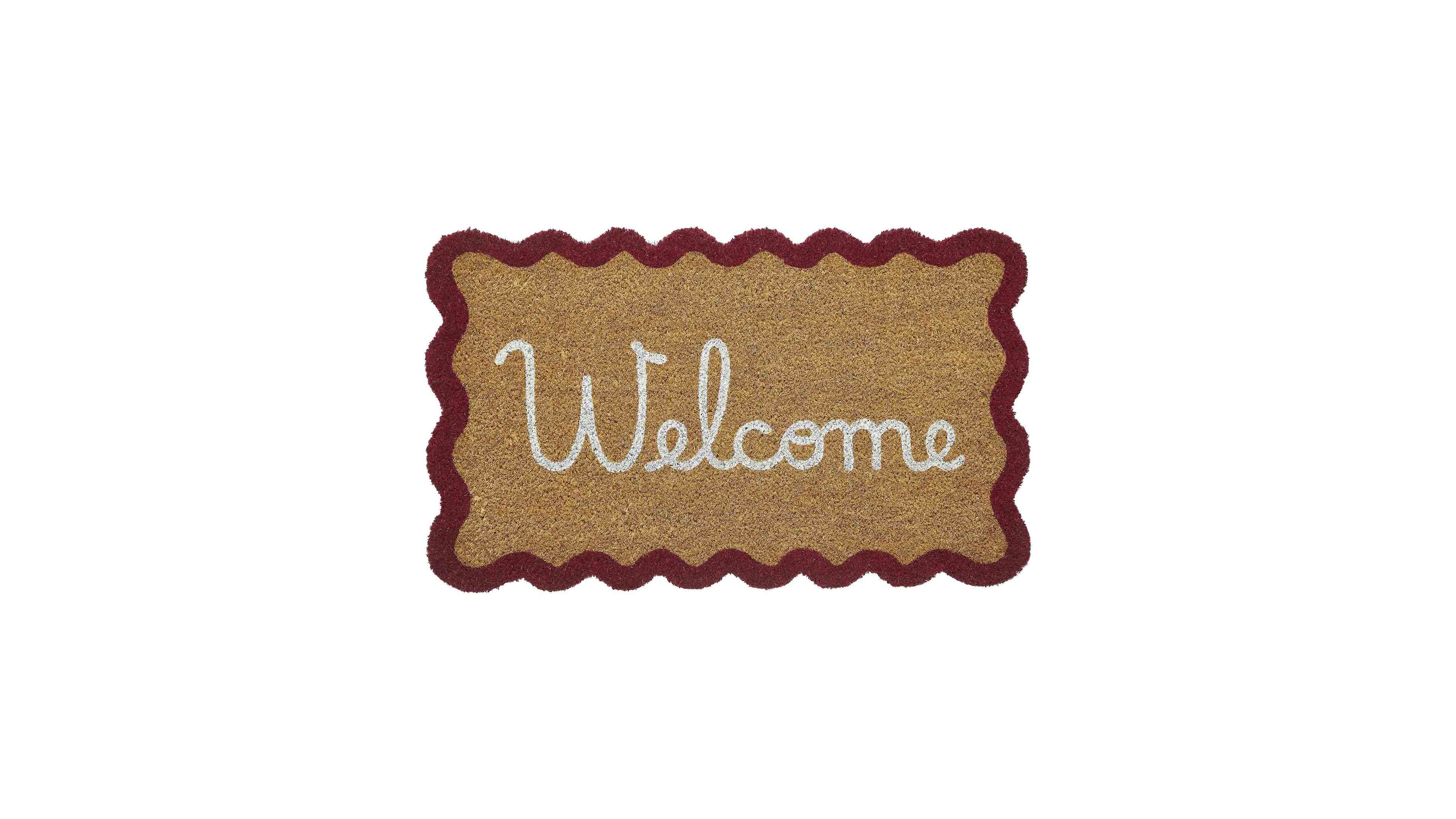 Vcny Home Scalloped Edge Welcome Coir Outdoor Doormat, 18" x 30"