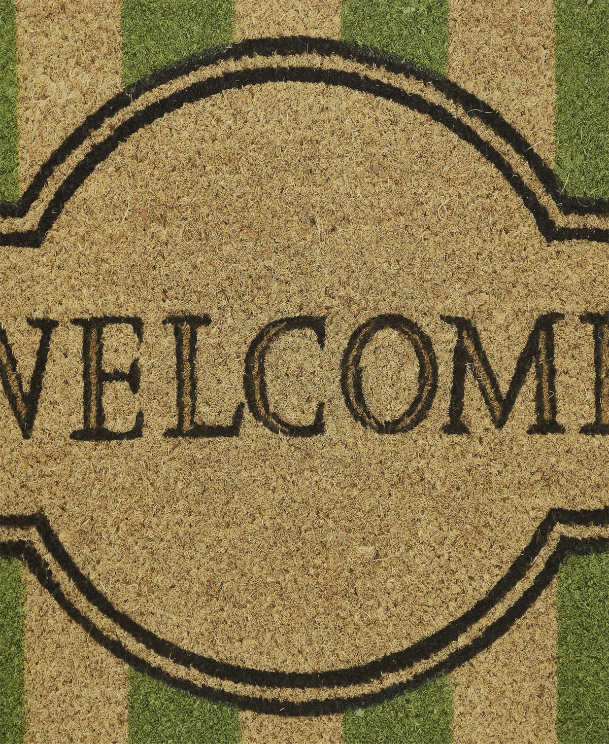 Vcny Home Welcome Stripe Coir Outdoor Doormat, 18" X 30" In Green