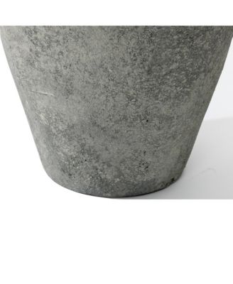 Rustic Antiqued Gray 15-Inch Tall Round Terracotta Urn Vase