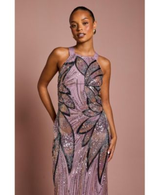 Petite Beaded Column Midi Dress