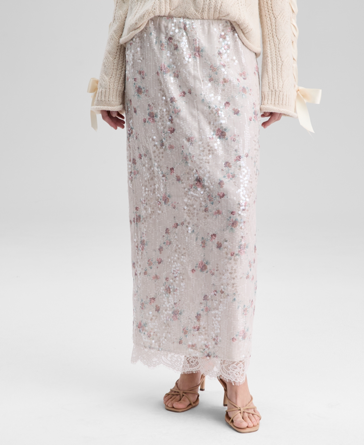 And Now This Women's Floral-Print Sequinned Skirt, Macy's Exclusive