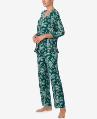 Women's Printed V-Neck Top and Drawstring Pants Pajama Set