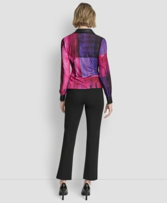 Petite Knot Front Long Sleeve Top