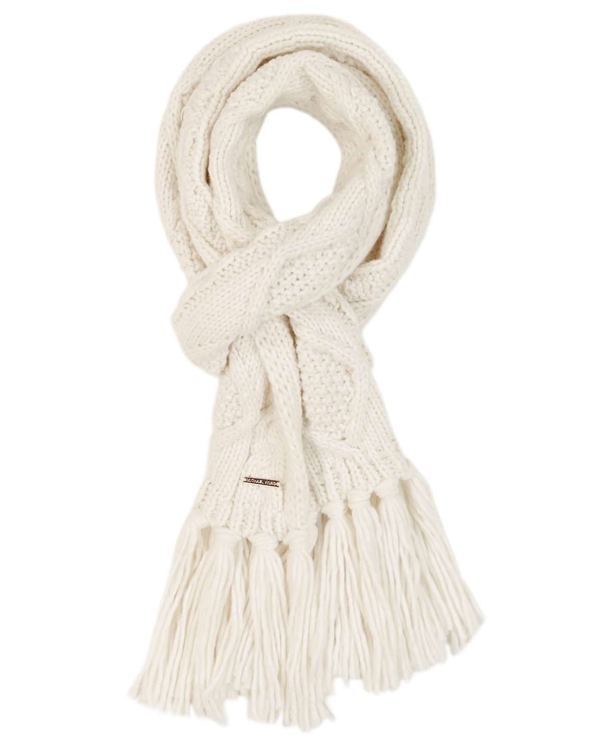 Michael Kors Michael  Women's Diamond Cable Fringe Scarf In Brown