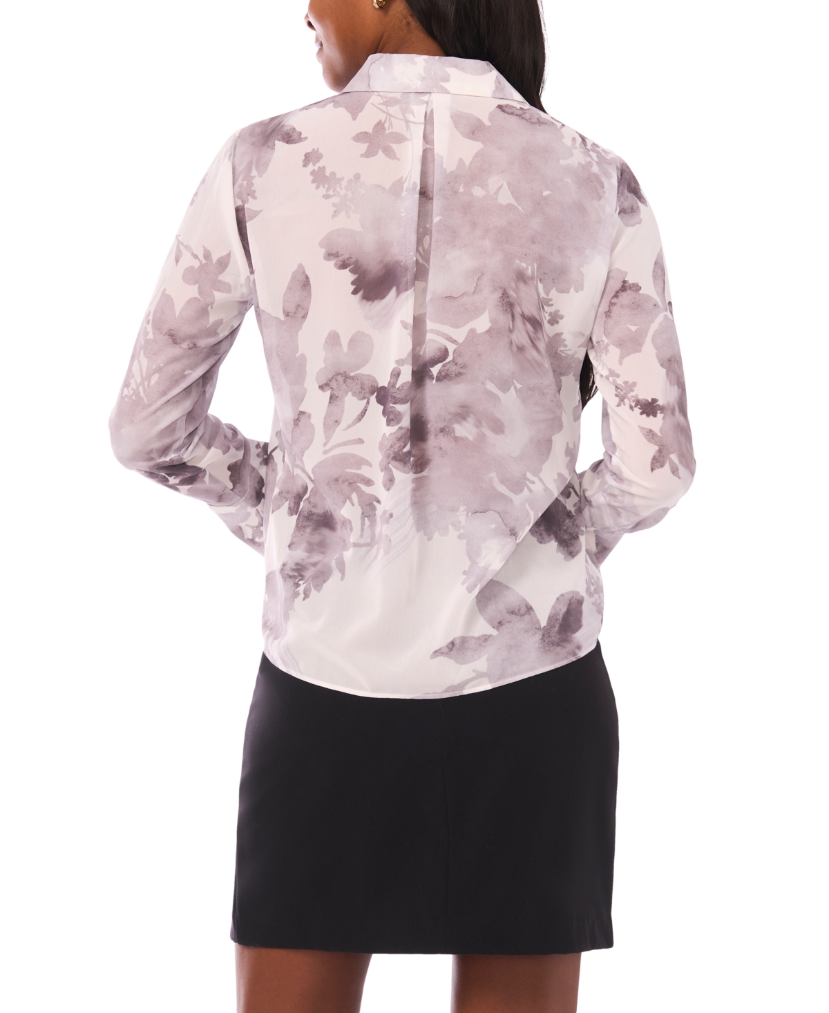 1.state Women's Printed Long Sleeve Button Up Shirt In Pink