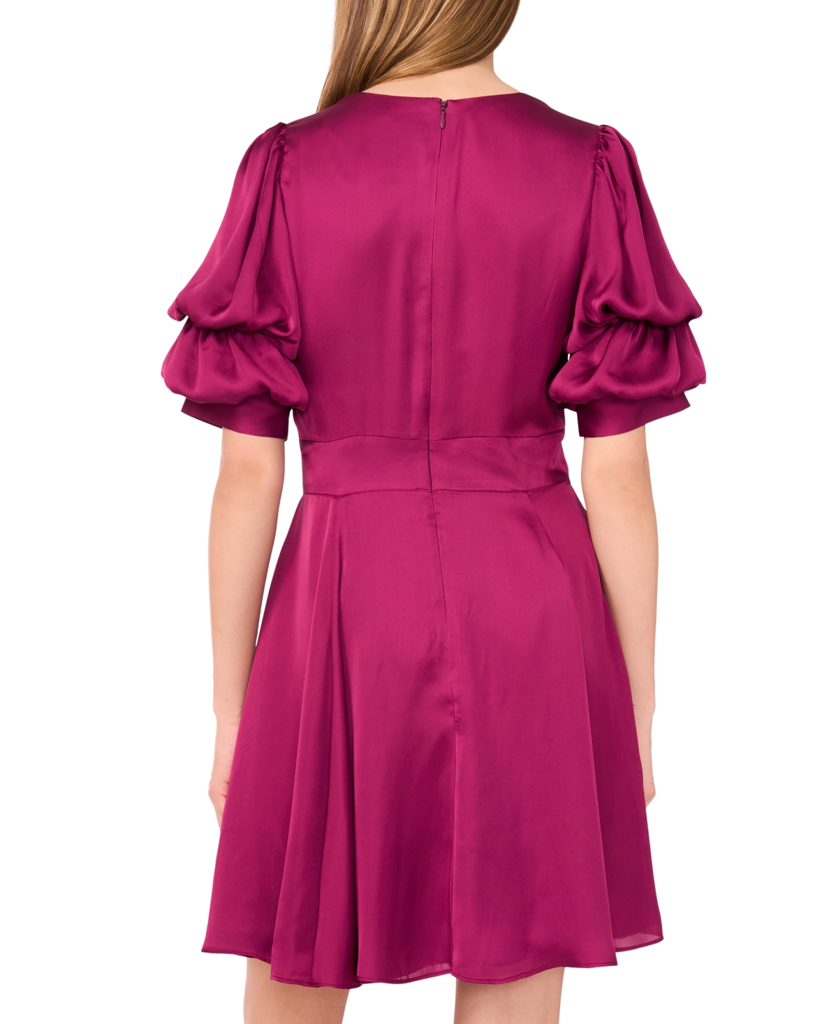 1.state Women's V-Neck Tiered Bubble Puff Sleeve Mini Dress