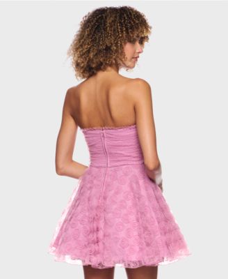 Junior's Pleated Bodice Strapless Party Dress