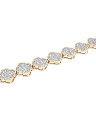 Clover Diamond Bracelet (1 ct. t.w.) in 14k Gold Plated Over Sterling Silver